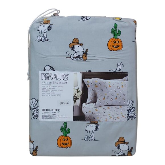 Peanuts Snoopy Fall Western Halloween Queen Sheet Set By Berkshire Desert - Picture 5 of 8